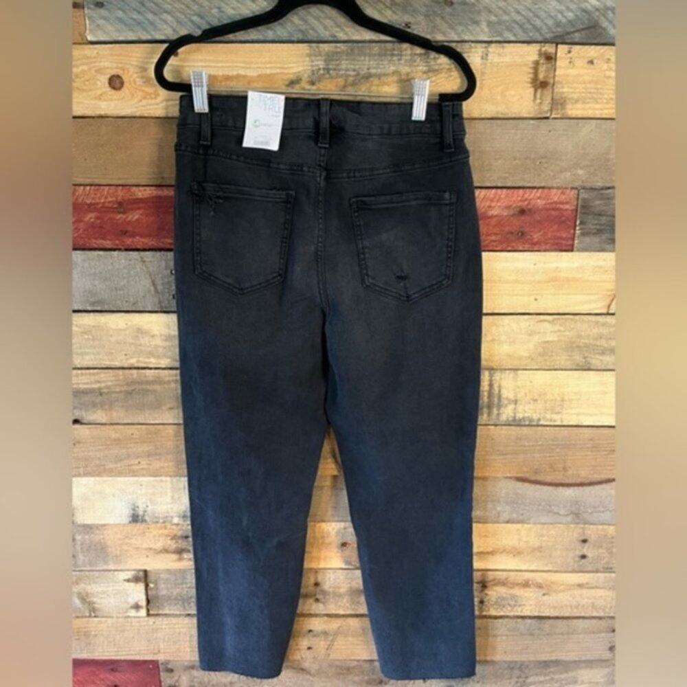 Time And Tru Black High Rise Straight Leg Crop Pants Size 8 - Picture 2 of 12